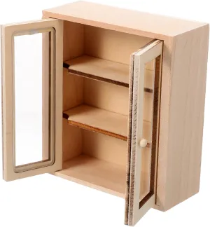 Hemoton 3pcs Mini House Furniture Model Double Door Miniature Cabinet Adornment for Dollhouse Decoration Realistic Design Compact Safe Material for Living Room and Bedroom