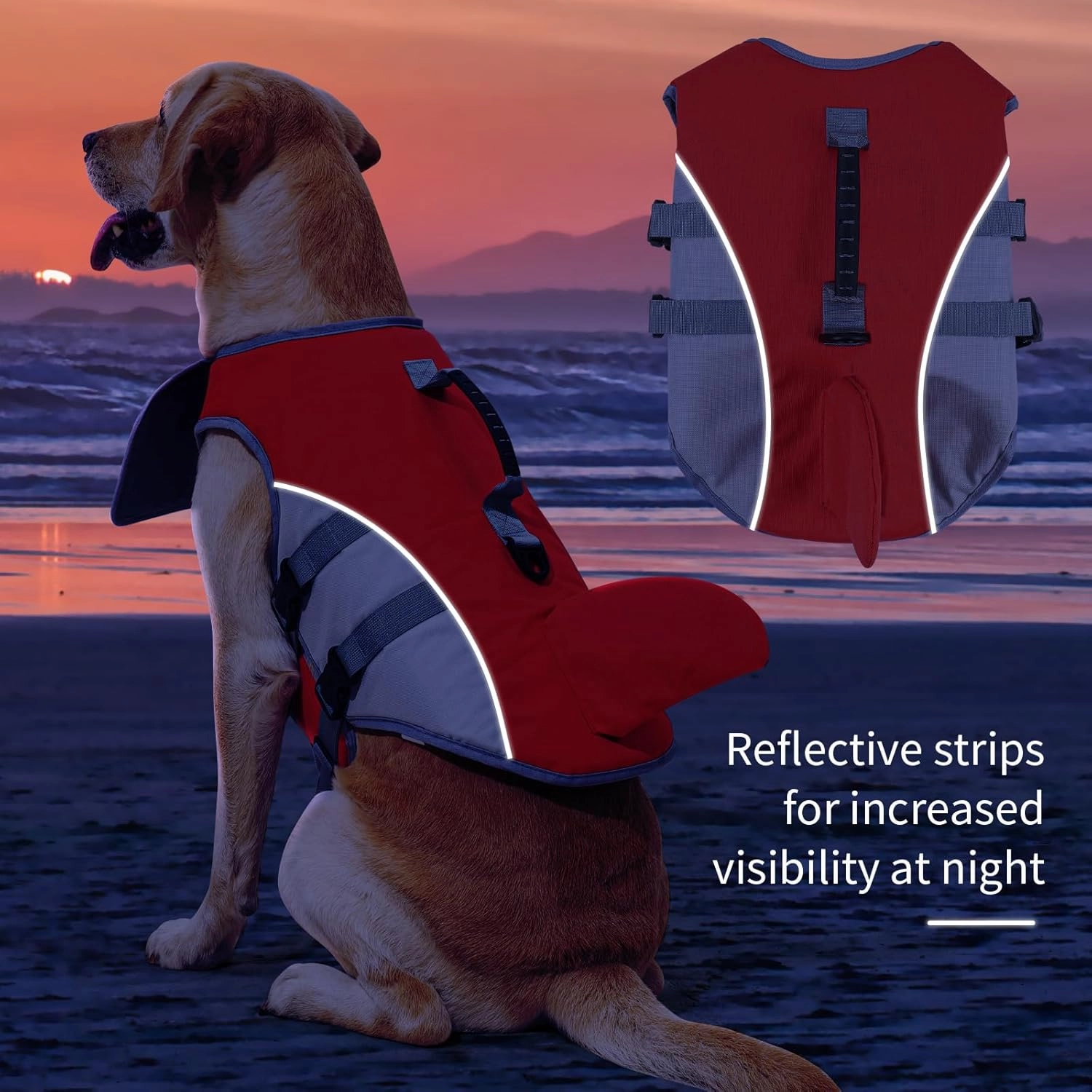 HEYWEAN Dog Life Jacket for Swimming Boating High Buoyancy Adjustable Dog Life Vest with Reflective Strips Rescue Handle Secure Fit Floating Swim Vest for Small Medium Large Dogs (Red, X-Large)