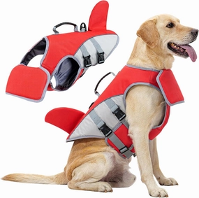 HEYWEAN Dog Life Jacket for Swimming Boating High Buoyancy Adjustable Dog Life Vest with Reflective Strips Rescue Handle Secure Fit Floating Swim Vest for Small Medium Large Dogs (Red, X-Large)