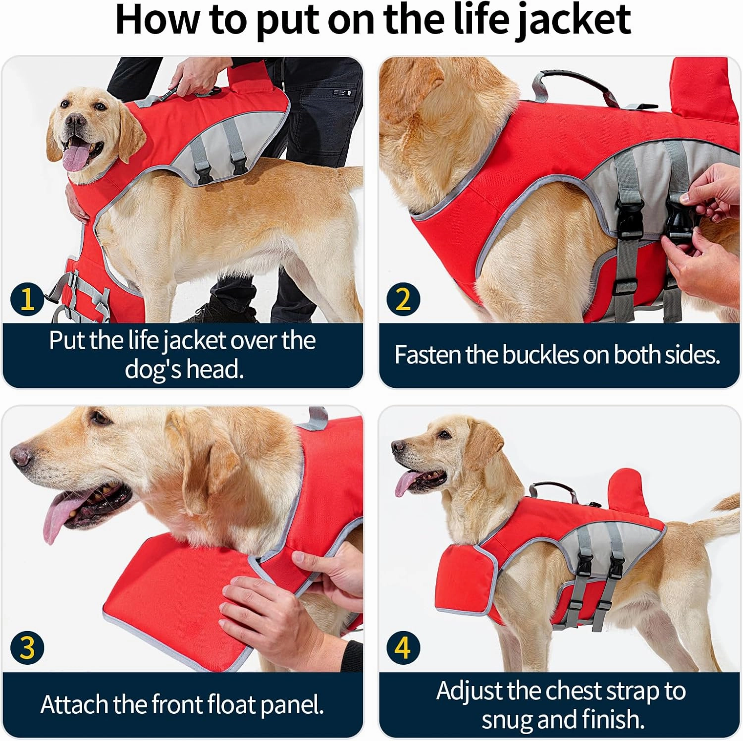 HEYWEAN Dog Life Jacket for Swimming Boating High Buoyancy Adjustable Dog Life Vest with Reflective Strips Rescue Handle Secure Fit Floating Swim Vest for Small Medium Large Dogs (Red, X-Large)
