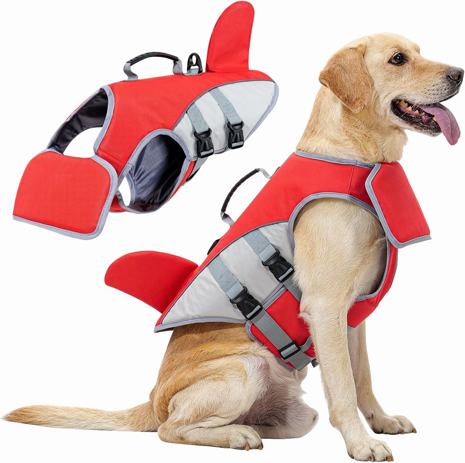 HEYWEAN Dog Life Jacket for Swimming Boating High Buoyancy Adjustable Dog Life Vest with Reflective Strips Rescue Handle Secure Fit Floating Swim Vest for Small Medium Large Dogs (Red, X-Large)