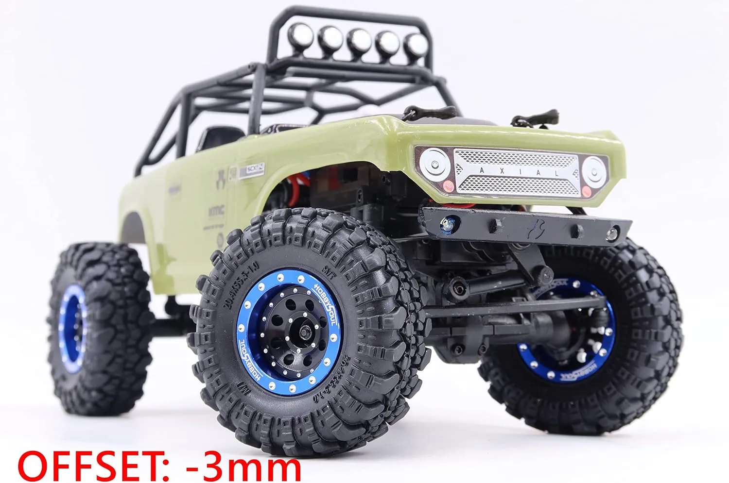 HOBBYSOUL Adjustable Offset 1.0 Beadlock Wheels Blue Black, Heavy 1.0 RC Crawler Rims Weight 21g/Rim 7mm Hex Rims for Axial SCX24 Crawler & Other 1/24 RC Crawler Car Truck, (4-Pack)