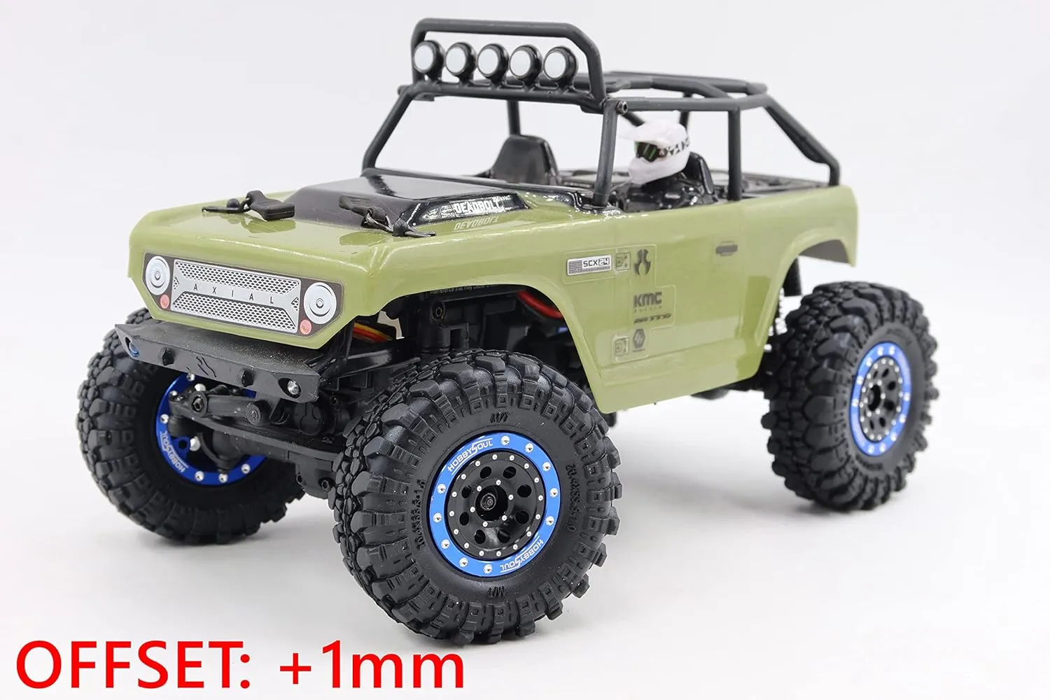 HOBBYSOUL Adjustable Offset 1.0 Beadlock Wheels Blue Black, Heavy 1.0 RC Crawler Rims Weight 21g/Rim 7mm Hex Rims for Axial SCX24 Crawler & Other 1/24 RC Crawler Car Truck, (4-Pack)