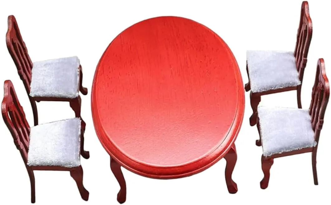 Homoyoyo 1 Set Miniature Dollhouse Furniture Set European Style Dining Table Chairs Compact Versatile Mini Furniture for Spaces for Home Decor Play