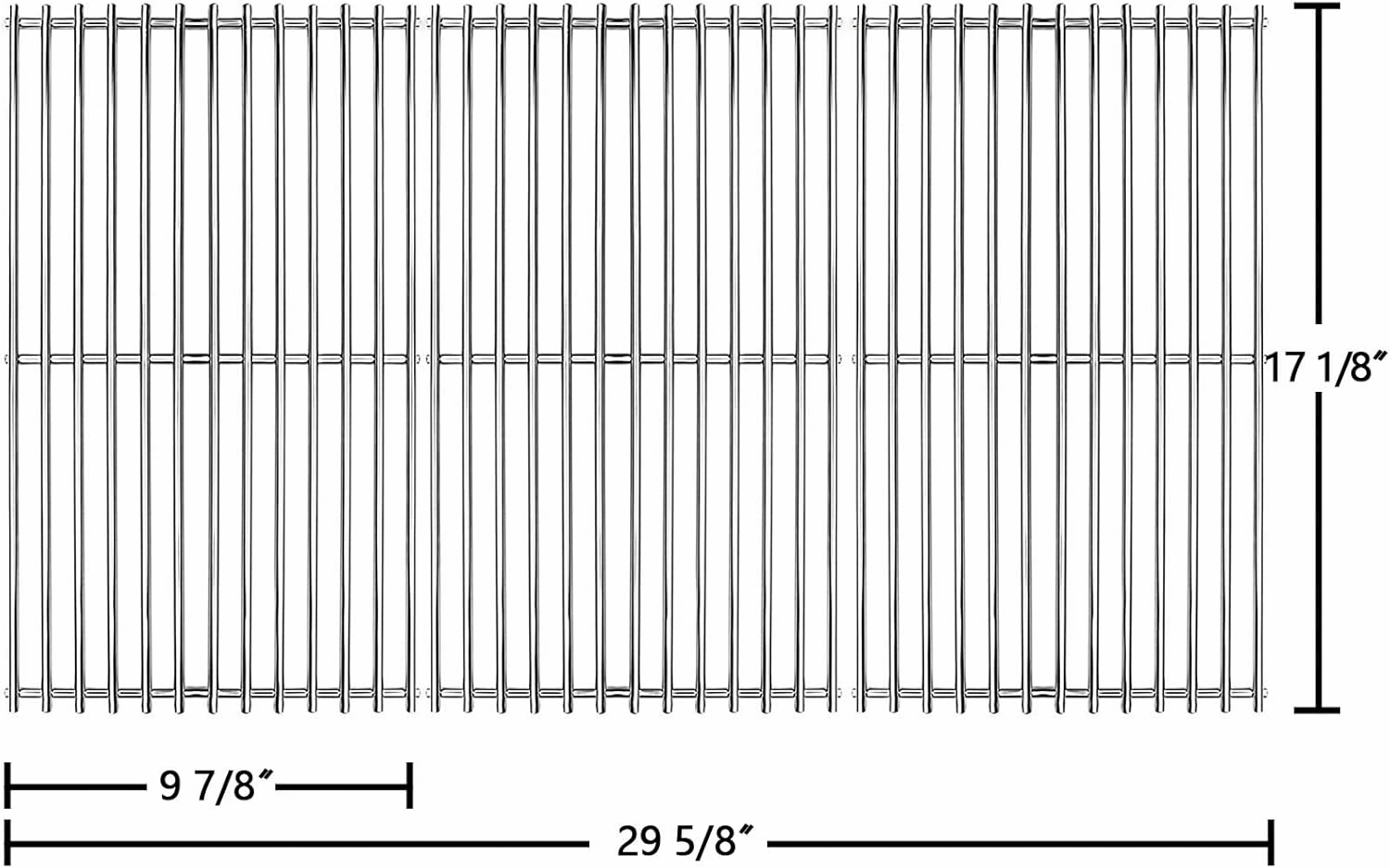 Hongso 17 1/8" Solid SUS304 Grill Grates Replacement Parts for Nexgrill 720-0882D, 720-0882S, Member's Mark 720-0882D, 720-0830G Grill Models