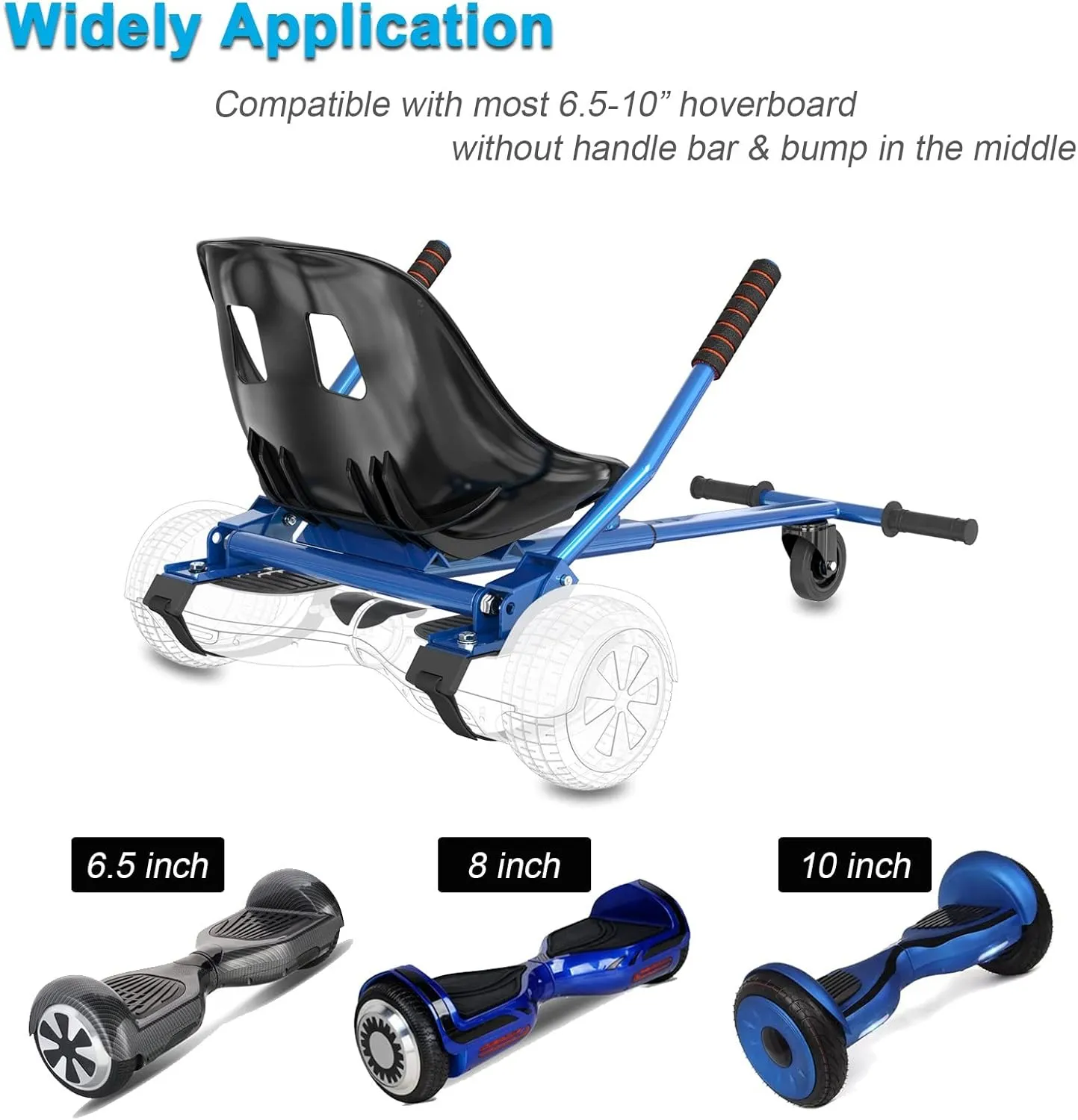 Hoverboard Seat Attachment 265lbs Capacity, 26"-34.5" Adjustable Length Hover Board Go Kart Accessory w/Comfortable&Sturdy Seat,Go Cart Compatible with 6.5” 8” 10” Hoverboard,Kids Adults