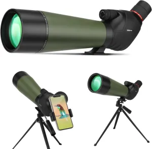 HUICOCY Spotting Scopes, 39-19m/1000m Spotting Scopes with Tripod, FMC Lens, BAK4 45 Degree Angled Eyepiece, Fogproof Scope with Phone Adapter, Carry Bag, Bird Watching Wildlife Scenery
