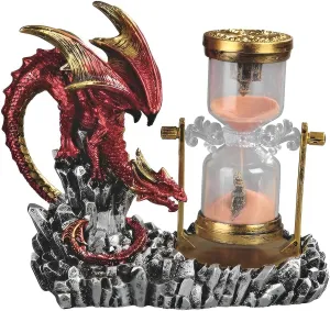 ICE ARMOR 7" W Red Dragon Hour Glass Statue Sculpture Ornament Decoration Home/Room Decor Ideas for Housewarming, Holidays and Birthdays Great Collectible Addition