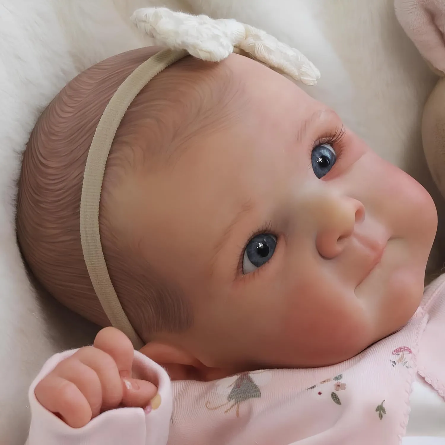 iCradle Lovely Real Look Reborn Baby Doll Girl 19 inch 48 cm Soft Vinyl Baby Doll Painted Hair Blue Eyes Realistic Newborn Dolls Toy for Kids 3 