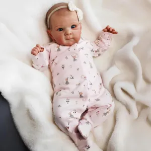 iCradle Lovely Real Look Reborn Baby Doll Girl 19 inch 48 cm Soft Vinyl Baby Doll Painted Hair Blue Eyes Realistic Newborn Dolls Toy for Kids 3 