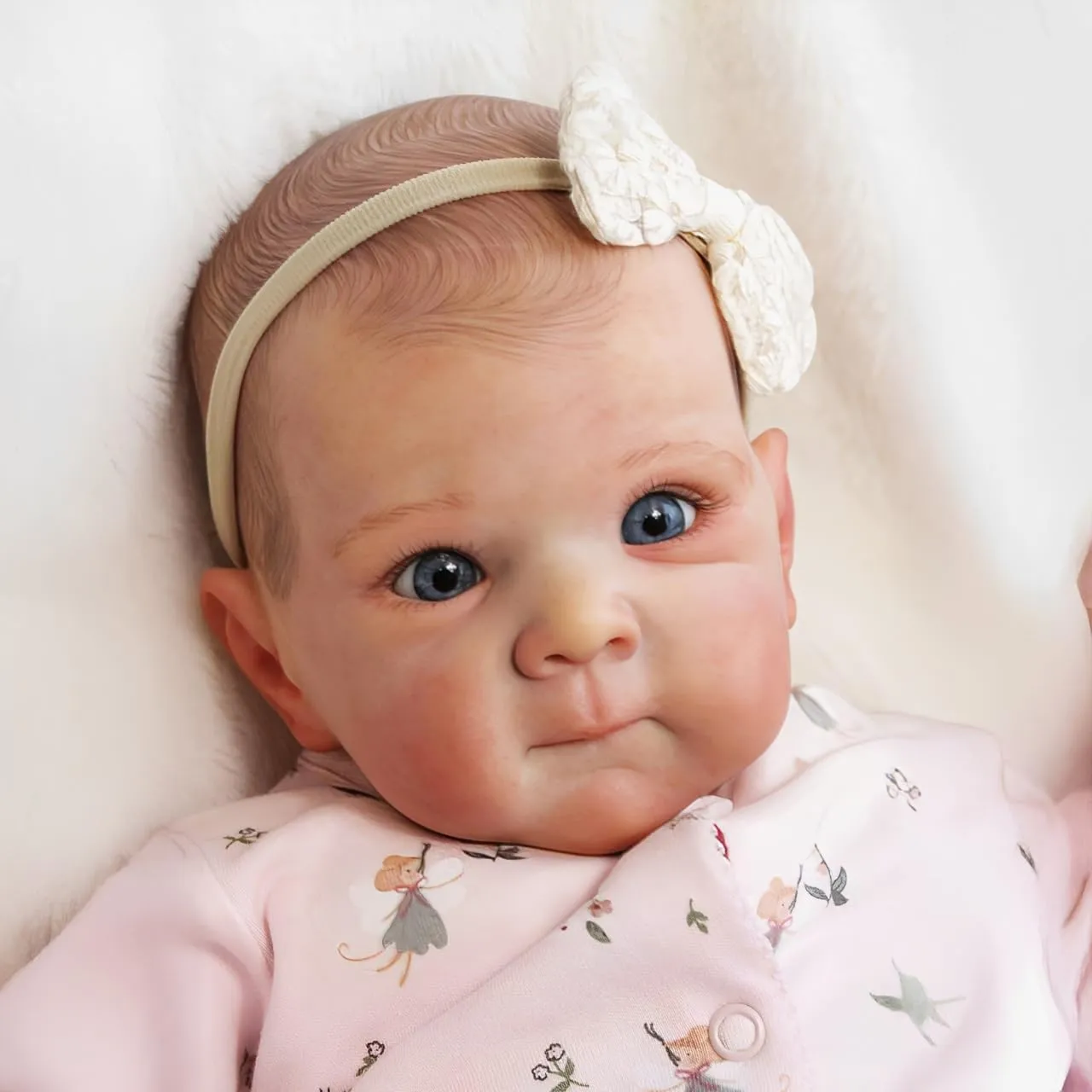 iCradle Lovely Real Look Reborn Baby Doll Girl 19 inch 48 cm Soft Vinyl Baby Doll Painted Hair Blue Eyes Realistic Newborn Dolls Toy for Kids 3 