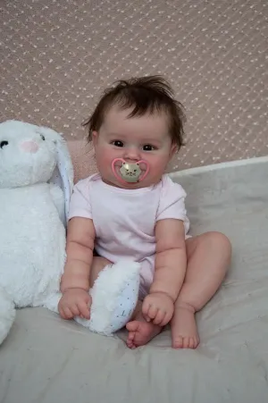 iCradle Reborn Baby Doll 20inch 50cm Newborn Girl Baby Lifelike Real Soft Silicone Maddie with Hand-Rooted Hair Handmade Reborn Doll Best Gift for Age3  (Brown Eyes)