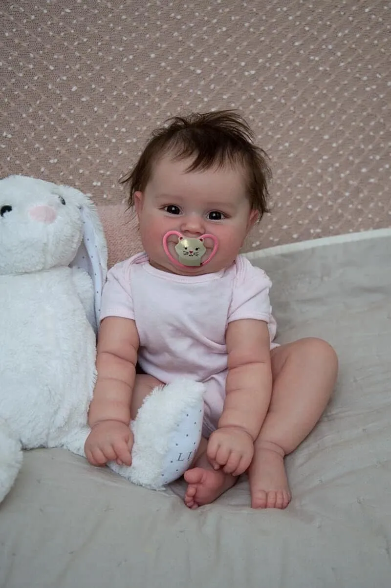 iCradle Reborn Baby Doll 20inch 50cm Newborn Girl Baby Lifelike Real Soft Silicone Maddie with Hand-Rooted Hair Handmade Reborn Doll Best Gift for Age3  (Brown Eyes)