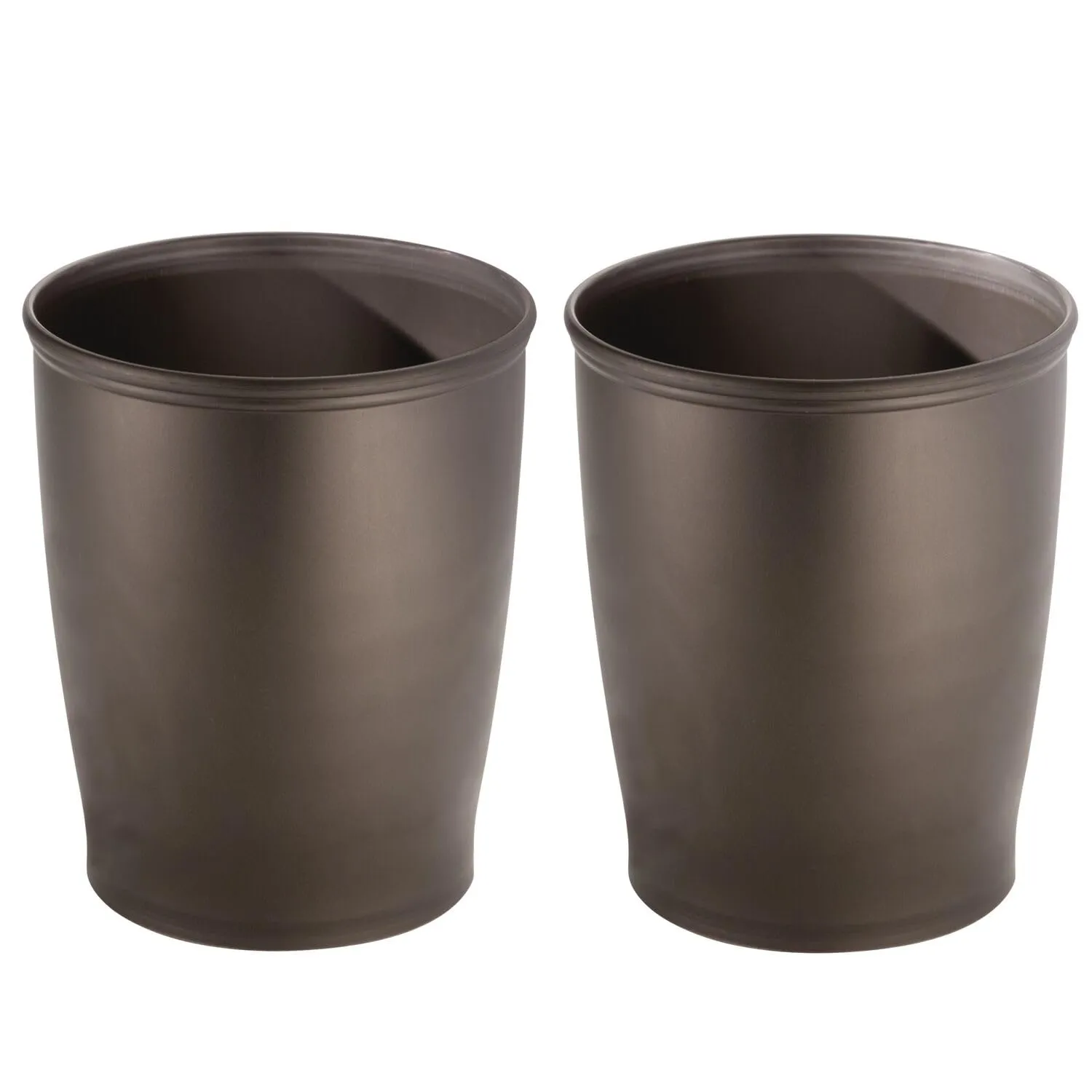 iDesign Small Round Plastic Bathroom Trash Can - Set of 2 - Bronze - Made in USA