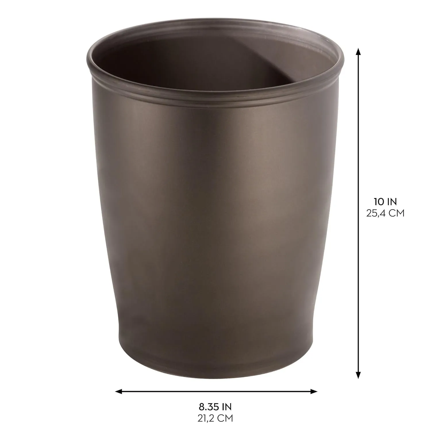 iDesign Small Round Plastic Bathroom Trash Can - Set of 2 - Bronze - Made in USA