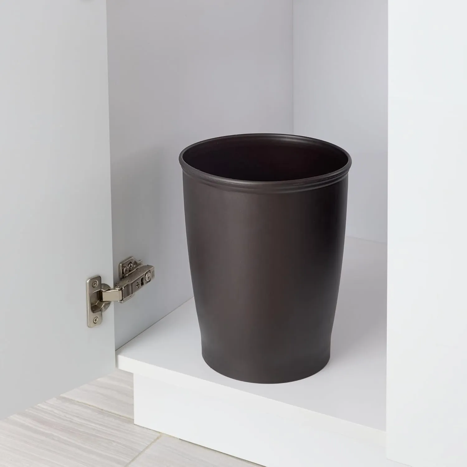 iDesign Small Round Plastic Bathroom Trash Can - Set of 2 - Bronze - Made in USA