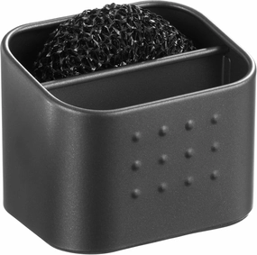 iDesign Sponge and Scrubber Holder with 2 Compartments for Kitchen Sink - Matte Black