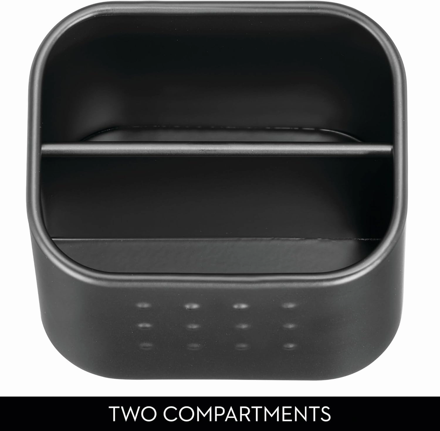 iDesign Sponge and Scrubber Holder with 2 Compartments for Kitchen Sink - Matte Black