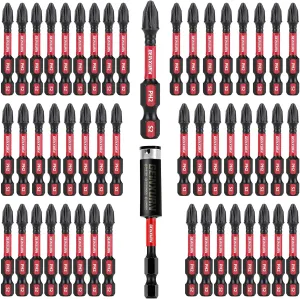 Impact Tough #2 Phillips 2 in. Insert Driver Bits,50Pack PH2 Screwdriver Bits Set with 1Pcs Impact Bit Holder,Bulk