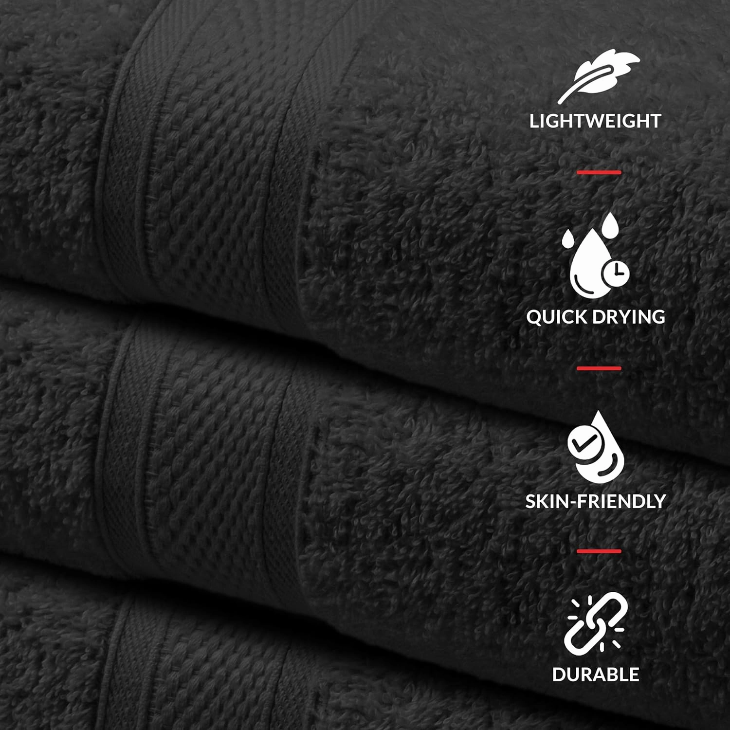 Imperial Premium Washcloths, 12 Pack,12”x12”, Soft Absorbent Cotton Face Towels Set, Lightweight Quick Dry Cleaning Cloth for Bathroom Salon Home Hotel Hair Spa Kitchen Gym Pool, Black