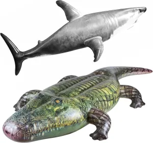 Inflatable Shark Bollons and Giant Gator Pool Float Toys for Birthday Party Decor