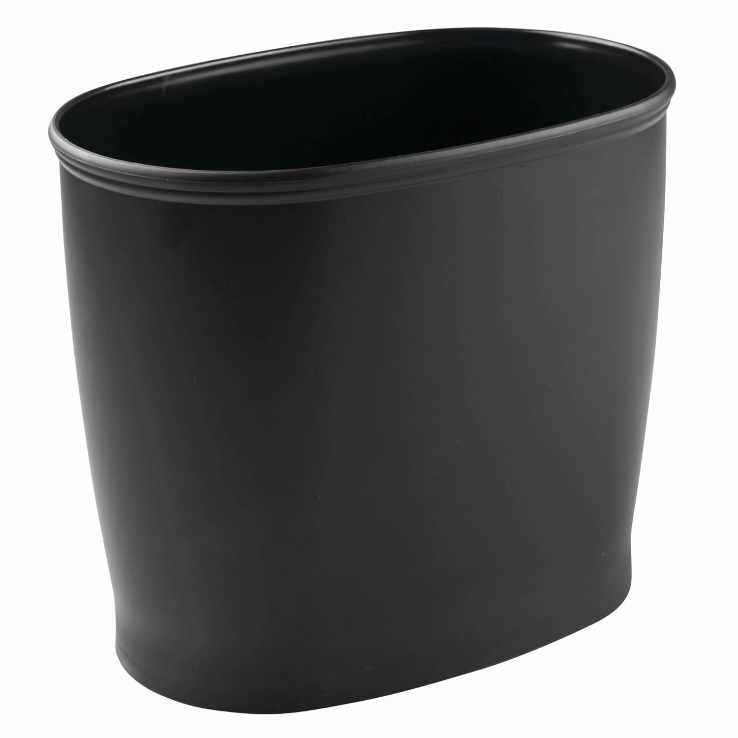 InterDesign Kent Oval Wastebasket Trash Can for Bathroom, Kitchen, Office - Black