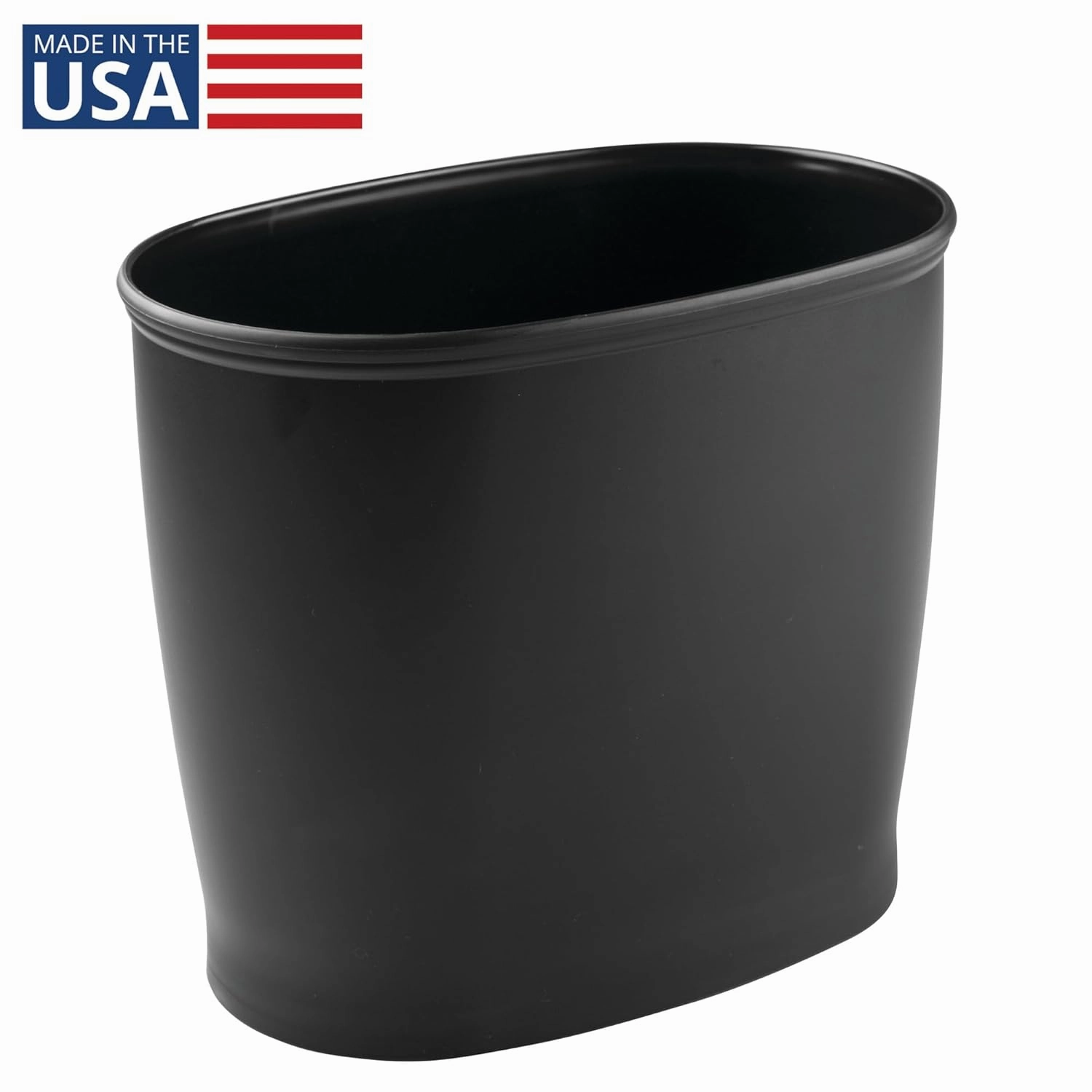 InterDesign Kent Oval Wastebasket Trash Can for Bathroom, Kitchen, Office - Black