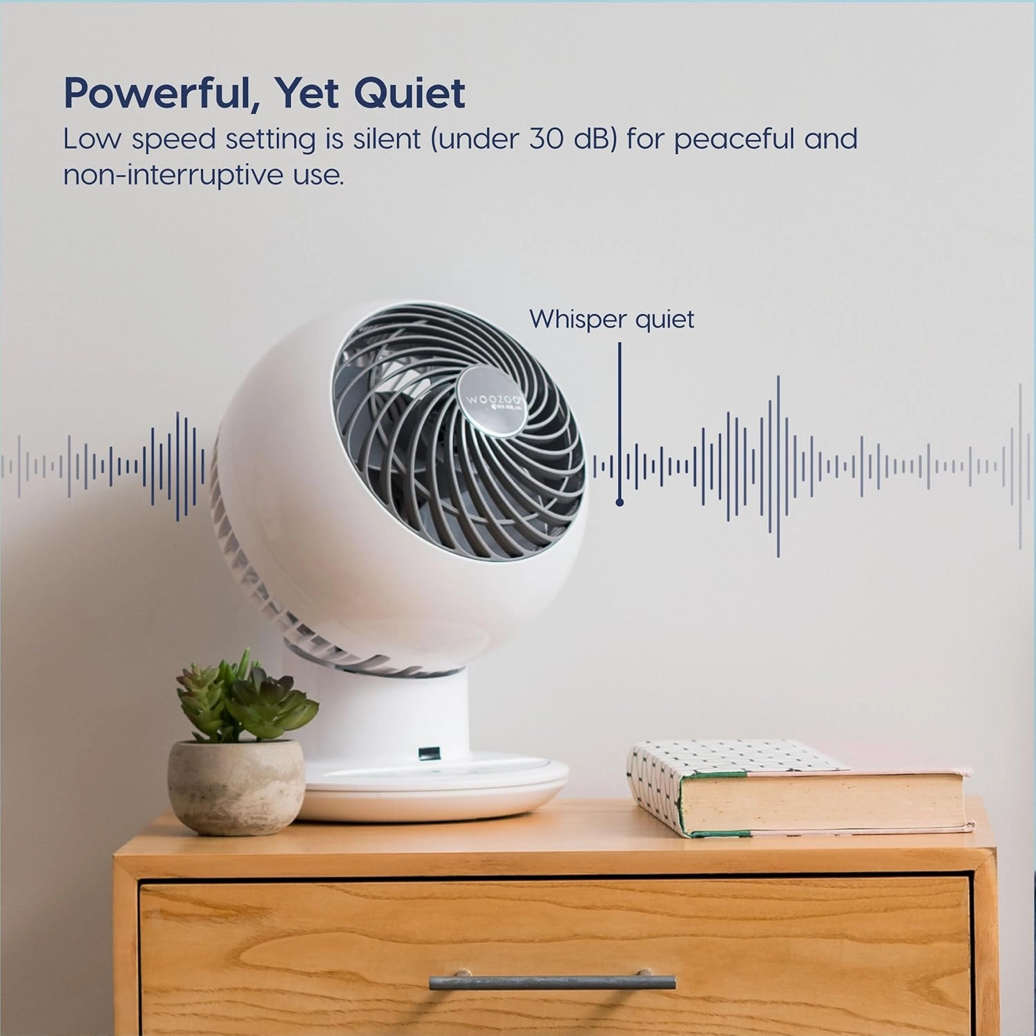 IRIS USA WOOZOO Desk Fan with Remote, Oscillating Table Air Circulator, 5 Speeds, 82ft Max Air Distance, 90° Adjustable Tilt, 30db Low Noise Motor, Small Fan for Bedroom, Office, Dorm, White