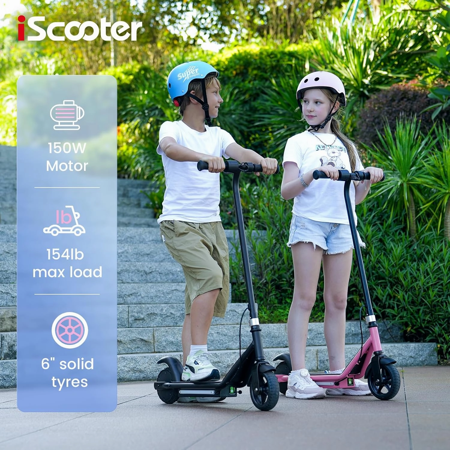 iScooter IK3 Electric Scooter for Kids Ages 6-12, 150W Motor, LED Display, 3 speeds Adjustable, Colorful Lights, Double Brake, Kids Electric Scooter with Magnetic Charging