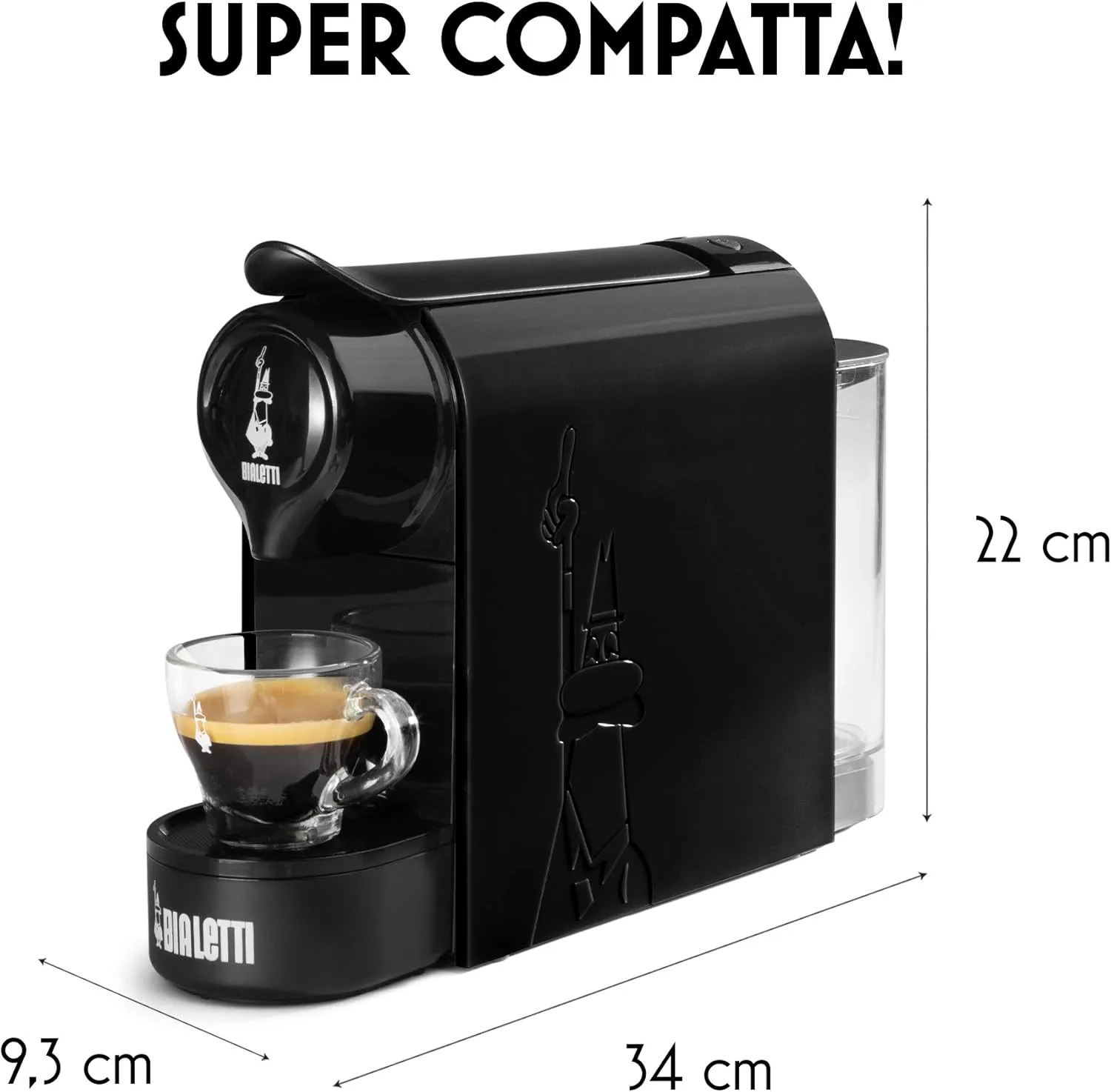 Italy's Aluminum System Bialetti Coffee, SuperCompact, Black Capsules Joy Bialetti, Espresso Coffee Machine