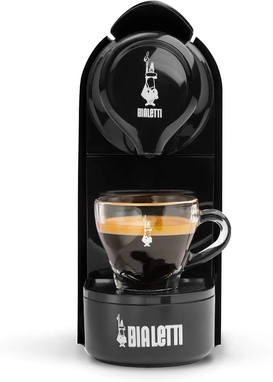 Italy's Aluminum System Bialetti Coffee, SuperCompact, Black Capsules Joy Bialetti, Espresso Coffee Machine