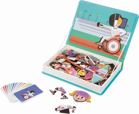 Janod Magnéti'Book Sports Educational Game-48 Magnets   16 Model Cards-Children’s FSC Cardboard Toy-3 Years  , J02596, Multicolor