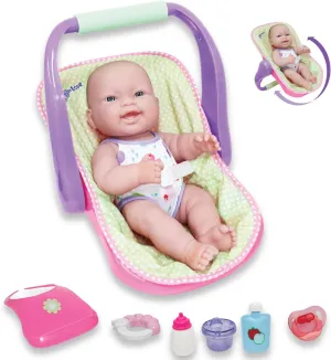 JC Toys, 14" Lots to Love Babies Doll and Car Seat - 4 Multi-position Carrier - Posable & Waterproof - Ages 2 
