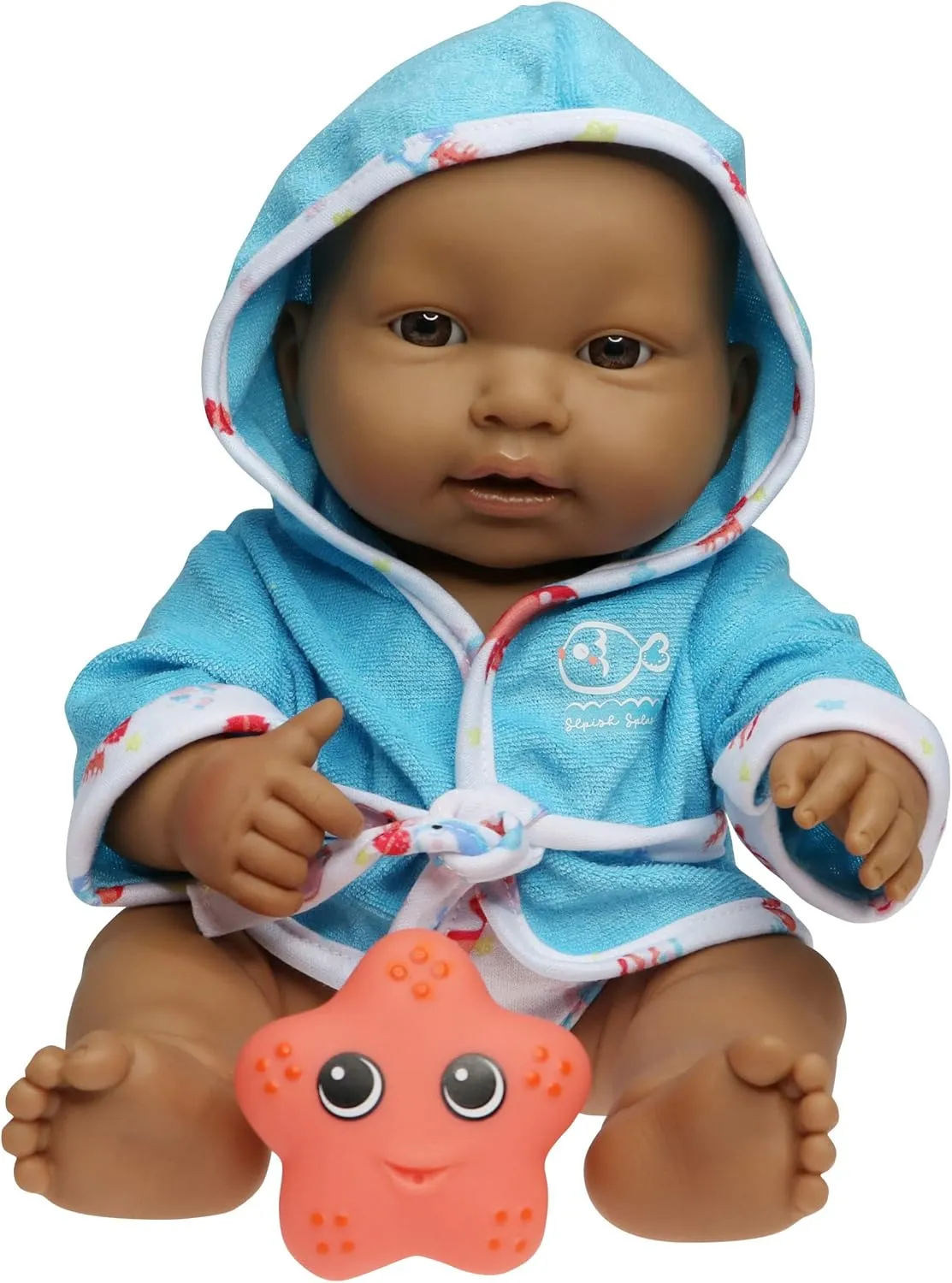 JC Toys Bath Time Gift Set Featuring Adorable Hispanic Lots to Love Babies 14" All Vinyl Washable Dolls Dressed in Hooded Bathrobe and Diaper, Includes Pacifier and Bath Friend