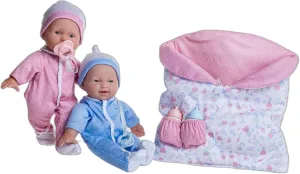 JC Toys La Baby 11" Soft Body Twin Baby Dolls – Removable Outfits and Reversible Sleeping Bag & Accessories– Small Baby Doll Toys for Children 12 Months  