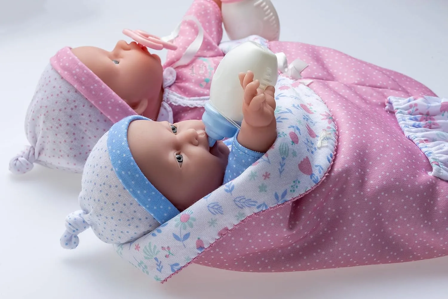 JC Toys La Baby 11" Soft Body Twin Baby Dolls – Removable Outfits and Reversible Sleeping Bag & Accessories– Small Baby Doll Toys for Children 12 Months  