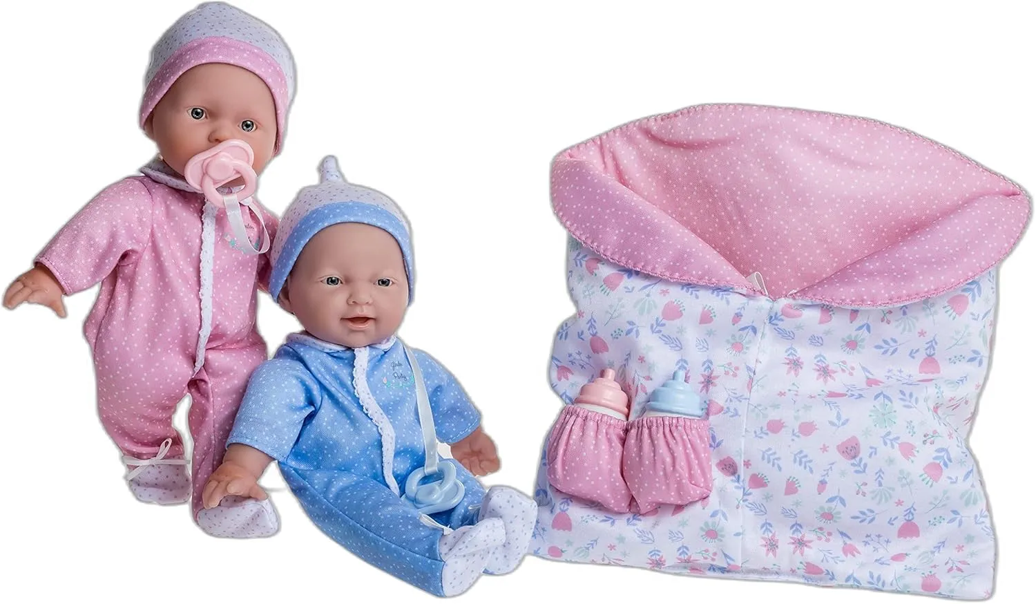 JC Toys La Baby 11" Soft Body Twin Baby Dolls – Removable Outfits and Reversible Sleeping Bag & Accessories– Small Baby Doll Toys for Children 12 Months  