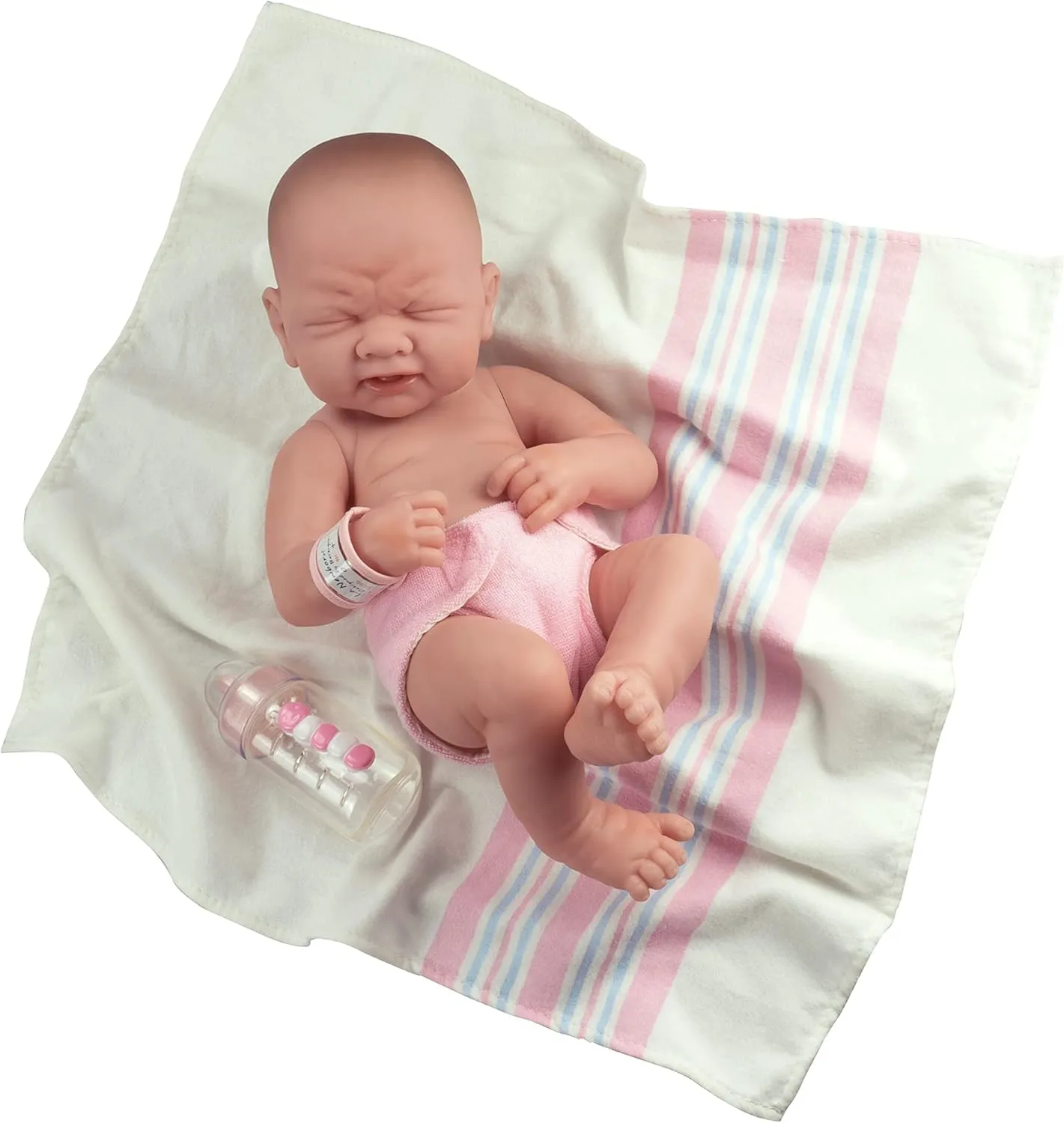 JC Toys, La Newborn First Tear | Anatomically Correct Real Girl Baby Doll | 14" All-Vinyl | Includes Hospital Blanket, Bracelet and First Baby Bottle | Made in Spain | Designed by Berenguer | Ages 2 
