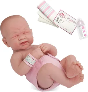 JC Toys, La Newborn First Tear | Anatomically Correct Real Girl Baby Doll | 14" All-Vinyl | Includes Hospital Blanket, Bracelet and First Baby Bottle | Made in Spain | Designed by Berenguer | Ages 2 