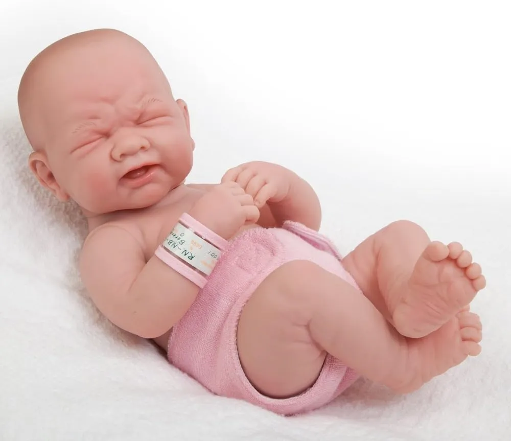 JC Toys, La Newborn First Tear | Anatomically Correct Real Girl Baby Doll | 14" All-Vinyl | Includes Hospital Blanket, Bracelet and First Baby Bottle | Made in Spain | Designed by Berenguer | Ages 2 