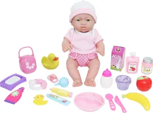 JC Toys - La Newborn Nursery | 25 Pieces Layette Deluxe Gift Set | 12" Life-Like Posable Vinyl Baby Doll w/ Accessories | Pink | Ages 2  (18348)