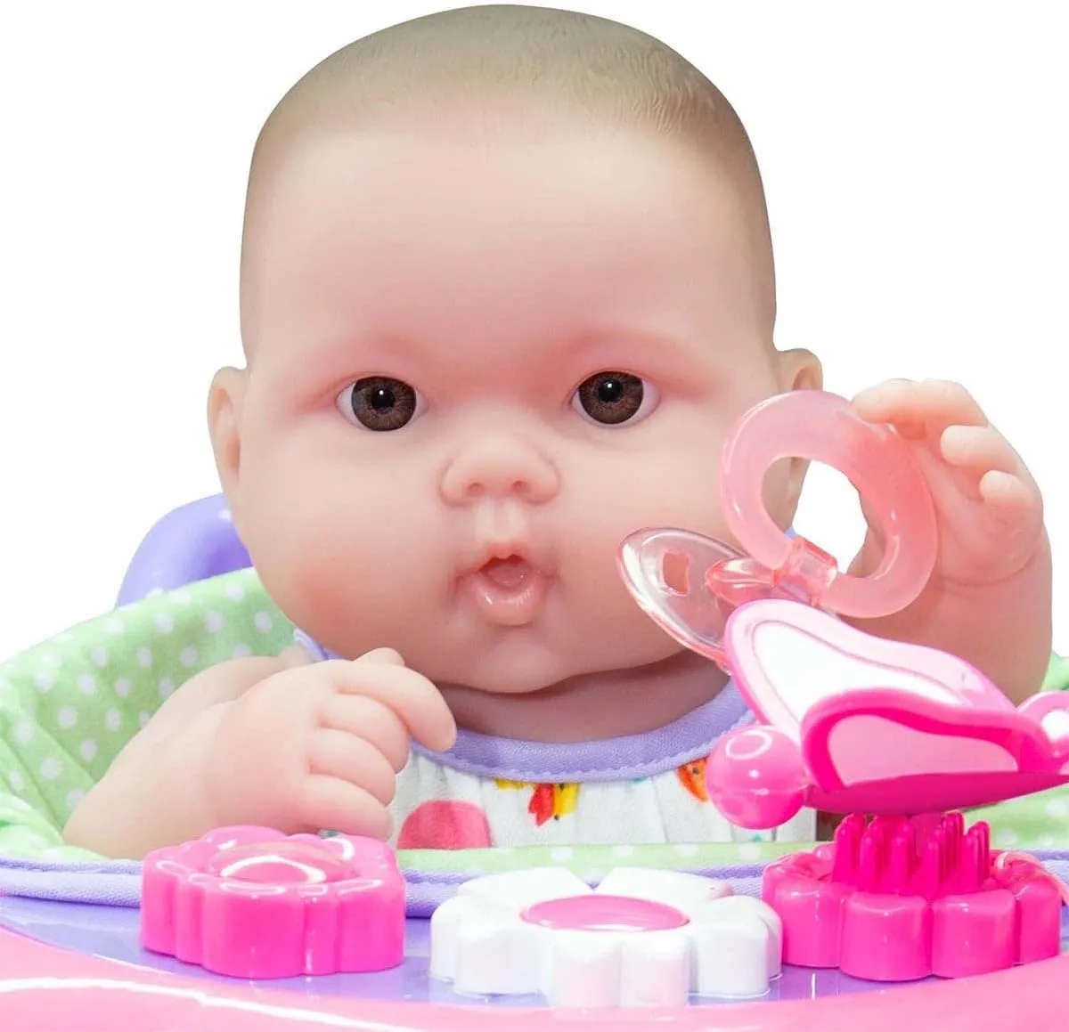 JC Toys Lots to Love Babies 14"" Doll and Walker | Wheeled Walker Gift Set and Accessories | Posable & Waterproof | Ages 2 " (16198), Pink