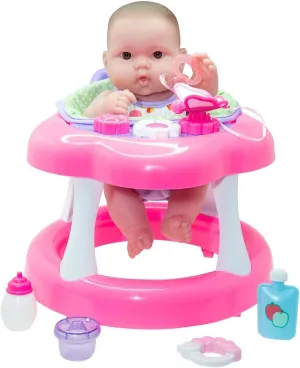 JC Toys Lots to Love Babies 14"" Doll and Walker | Wheeled Walker Gift Set and Accessories | Posable & Waterproof | Ages 2 " (16198), Pink
