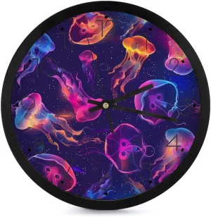 Jellyfish Wall Clock 10 Inch Silent Non-ticking Battery Operated Decorative Clock for Kitchen Bedroom