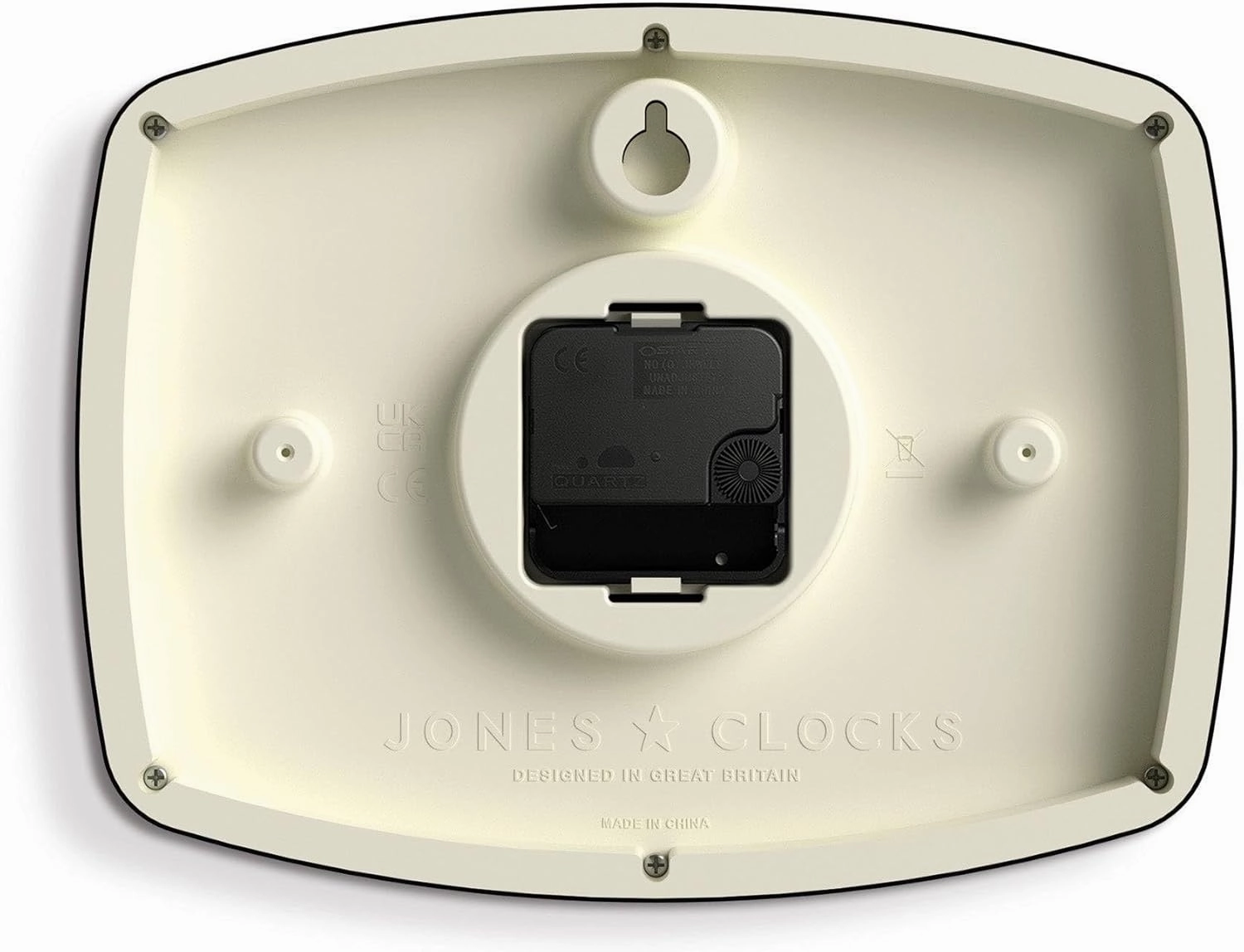 JONES CLOCKS® Movie Wall Clock | Retro Rectangular Clock | 10 inch | White | Cool Designer Look for Kitchen, Living Room or Office