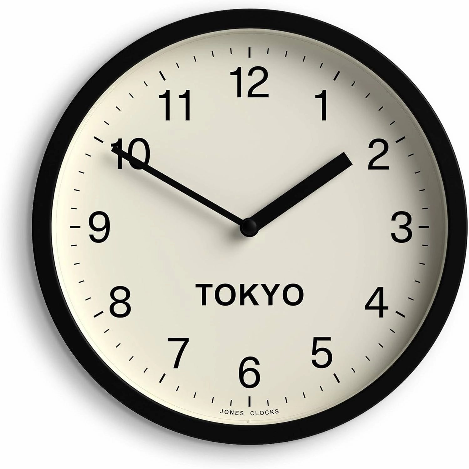 JONES CLOCKS® Tokyo Zone Wall Clock | Small Modern Round Clock | 20cm | Black | Easy to Read Numbers | Ideal for Kitchen, Living Room, Office or Any Small Space