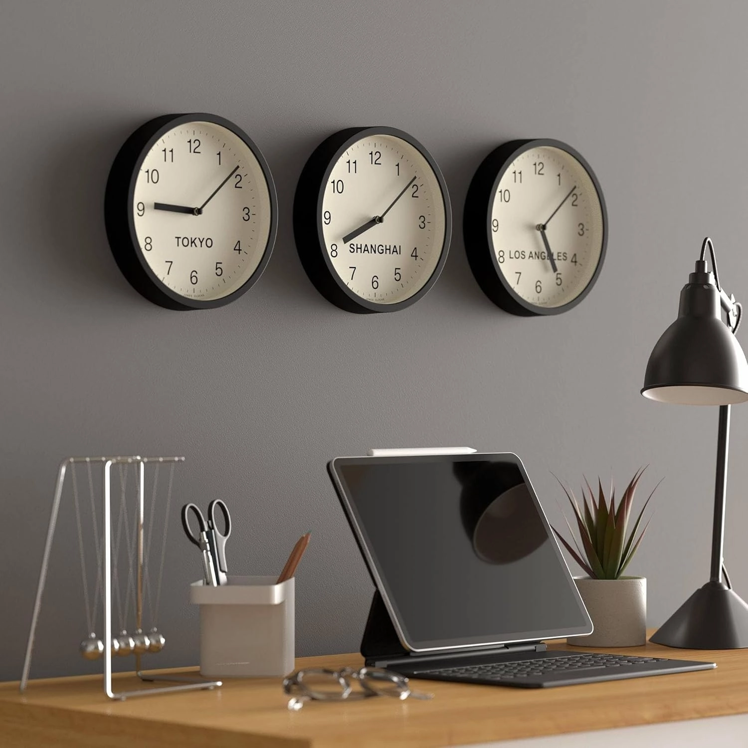 JONES CLOCKS® Tokyo Zone Wall Clock | Small Modern Round Clock | 20cm | Black | Easy to Read Numbers | Ideal for Kitchen, Living Room, Office or Any Small Space