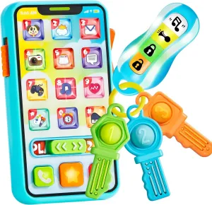 JOYIN Baby Musical Toy Phone and Car Keys Teether Set, 60  Music and Learning Phrases, Baby Learning Toys 10 Months, Toddler Birthday Gifts for Girs Boy, Easter Basket Stuffers