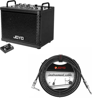 JOYO DC-15S Digital Modeling Combo Amplifier Bundle with CM-12 Mono 6.35mm Instrument Cable Straight-to-Right Angle