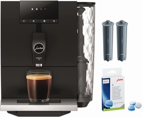 Jura ENA 4 Metropolitan Black Espresso Machine Bundle 3-Phase Cleaning Tablets Clearyl Smart  Filter Cartridge Water Stabilizer (2-Pack) (4 Items)